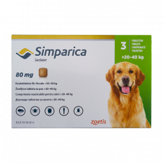Симпарика для собак 80мг 20-40кг табл. для пер. пр. №3