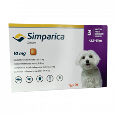 Симпарика для собак 10мг 2,5-5кг ГЕРМАНИЯ! табл. для пер. пр. N3